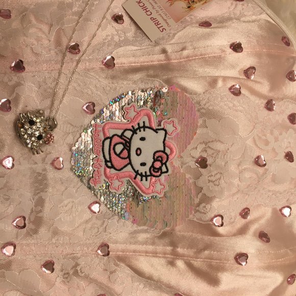 ADORABLE custom hello kitty cropped  corset with crystal accents!sold - Picture 7 of 13